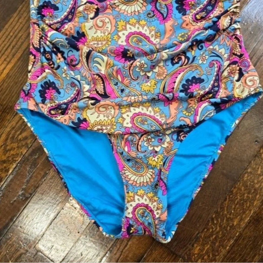 Lucky Brand Colorful Paisley Halter Swimsuit, size L - Picture 7 of 7